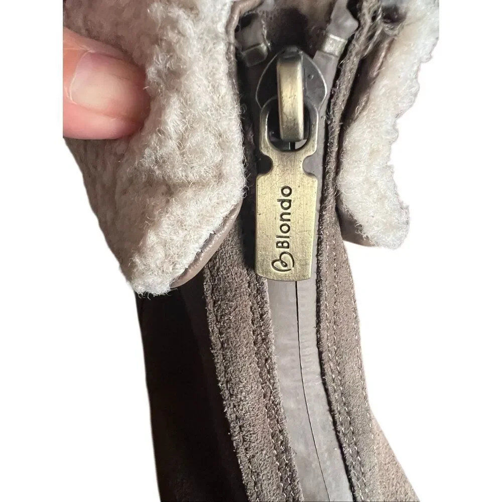 Blondo Plaka Waterproof Faux Fur Boot Dark Taupe Bootie, Size 7